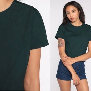 Vintage 80s dark green blouse with buttons up the back